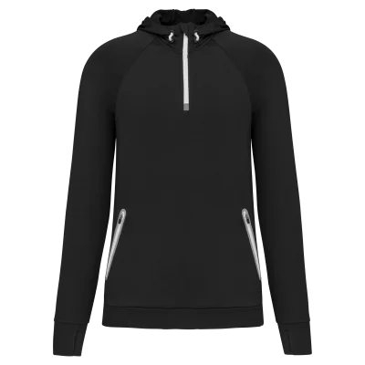 Sweat-shirt à capuche 1/4 zip sport unisexe