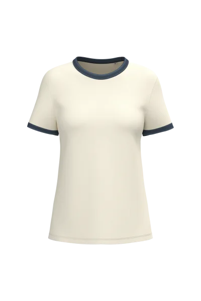 T-shirt ringer écoresponsable à bords contrastés effet délavé femme