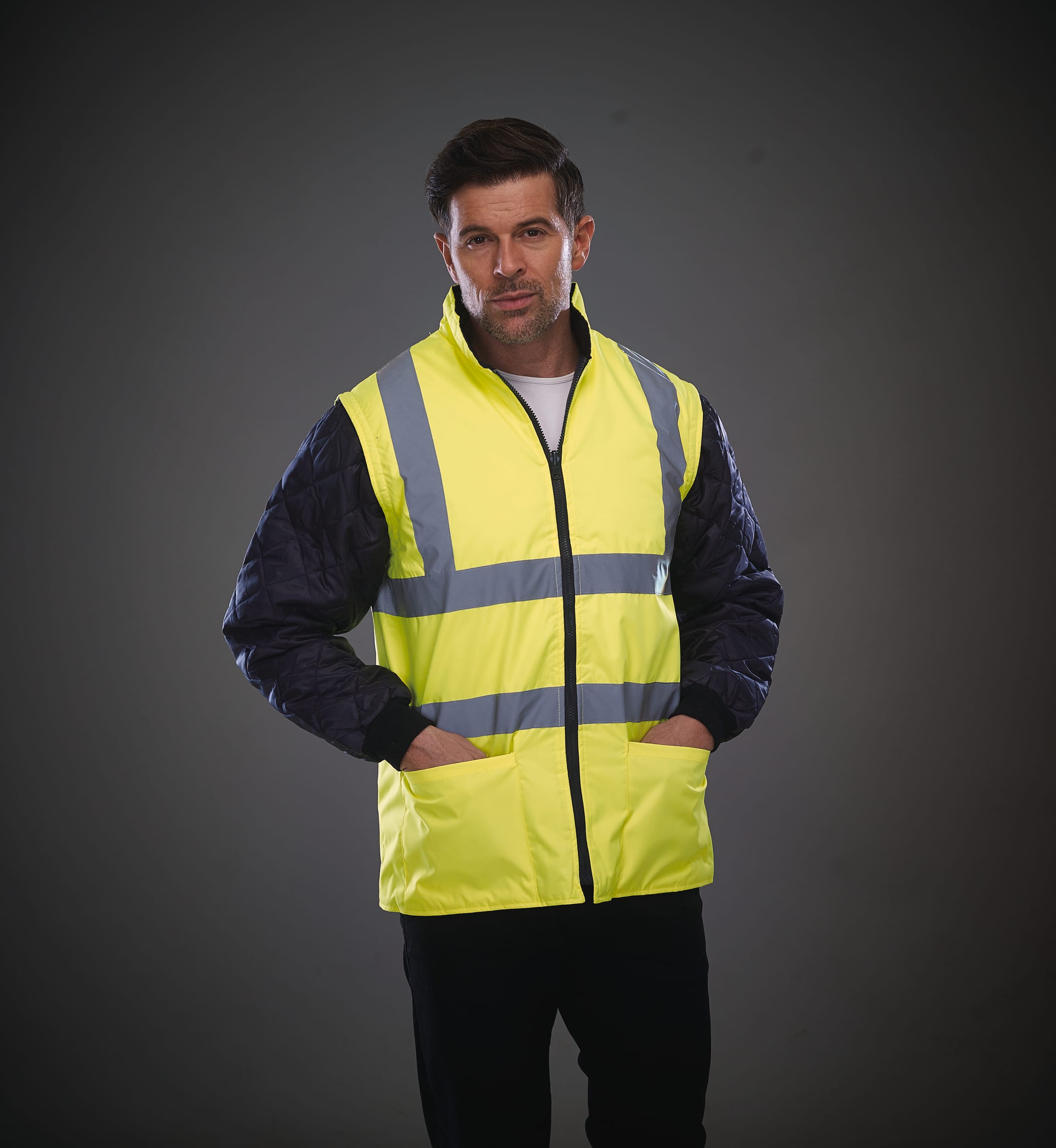 Veste matelassée haute visibilité avec manches détachables