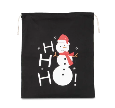 Sac coton à cordon motif bonhomme de neige