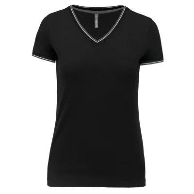T-shirt maille piquée col V femme