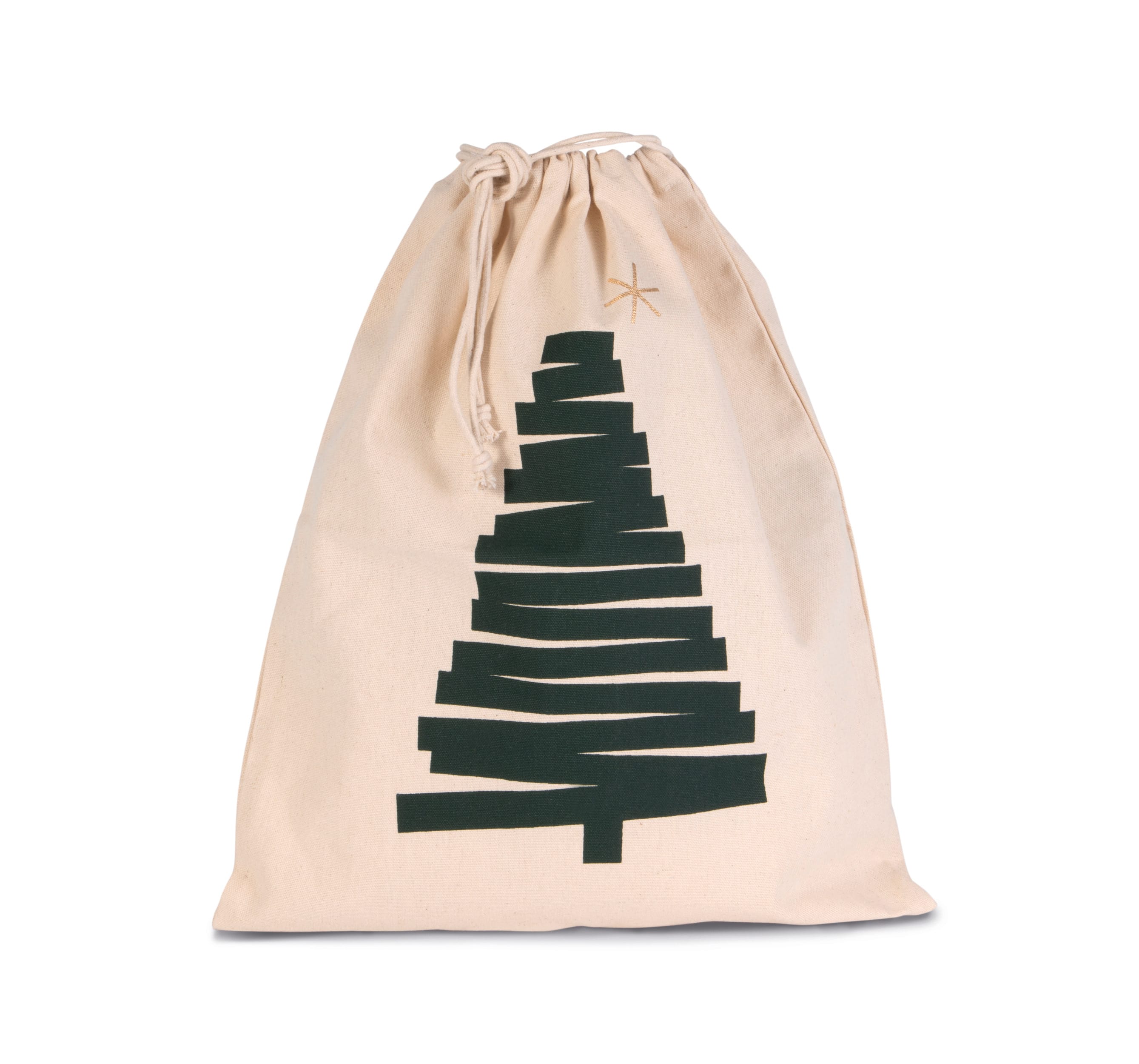 Sac coton à cordon motif sapin
