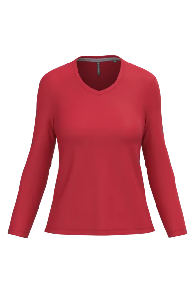 T-shirt col V manches longues femme
