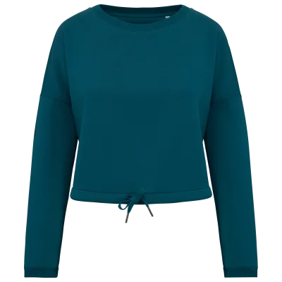 Sweat-shirt écoresponsable à col rond oversize crop femme