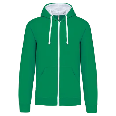 Sweat-shirt zippé capuche contrastée