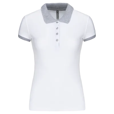 Polo piqué bicolore femme