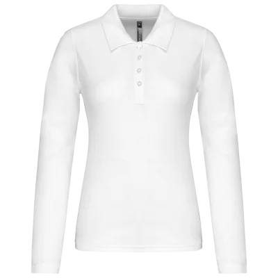 Polo piqué manches longues femme