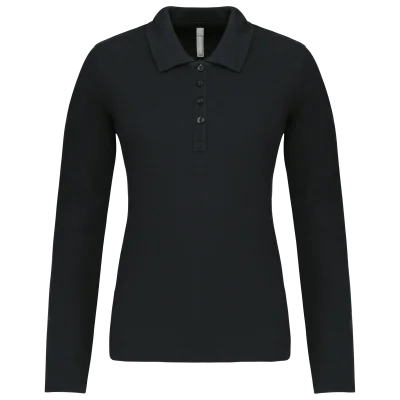 Polo piqué manches longues femme