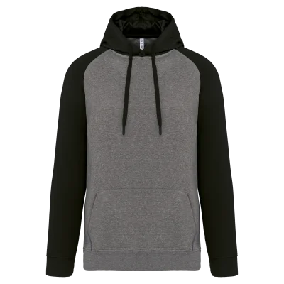 Sweat-shirt à capuche bicolore unisexe