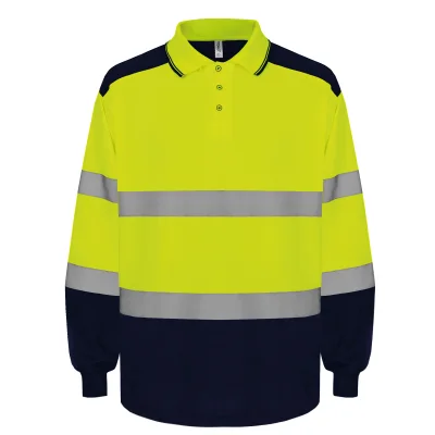 Polo bicolore manches longues haute visibilité