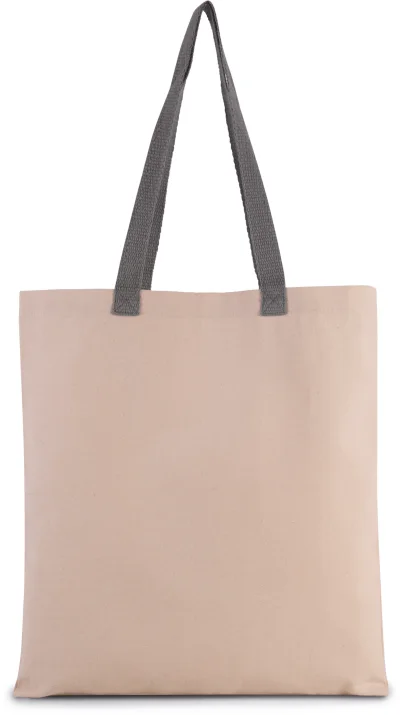 Sac shopping plat en toile avec poignées contrastées