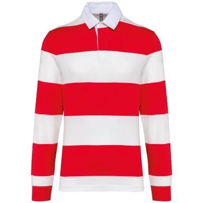 Polo rugby rayé manches longues unisexe