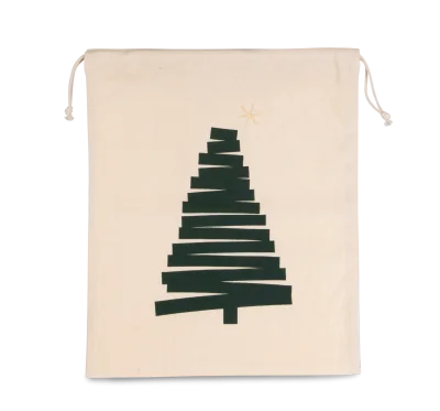 Sac coton à cordon motif sapin