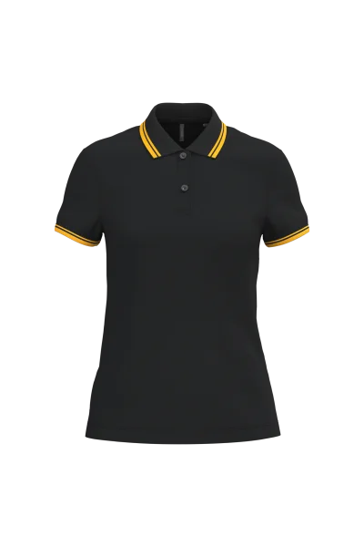 Polo femme manches courtes à liserés contrastés