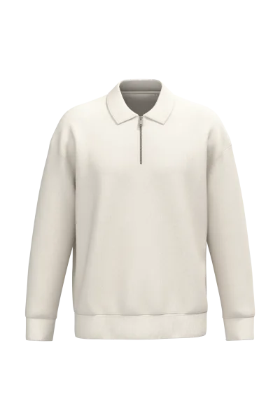 Sweat-shirt écoresponsable quart zip col polo à épaules tombantes unisexe