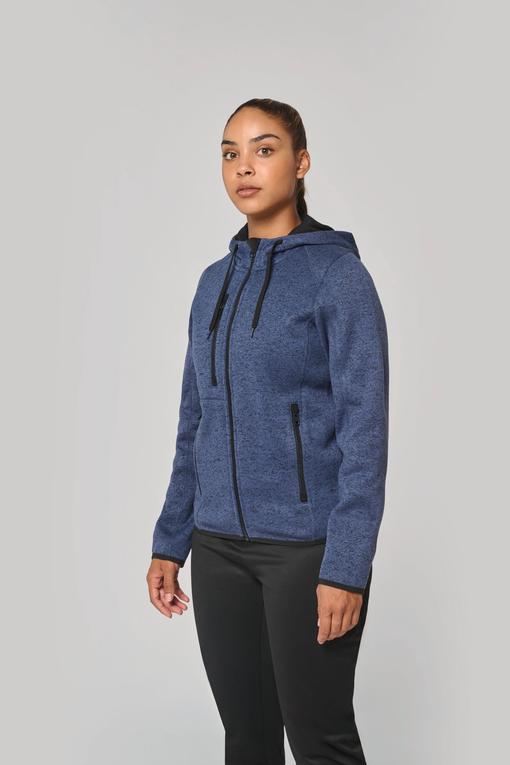 Veste à capuche chinée femme