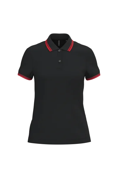 Polo femme manches courtes à liserés contrastés