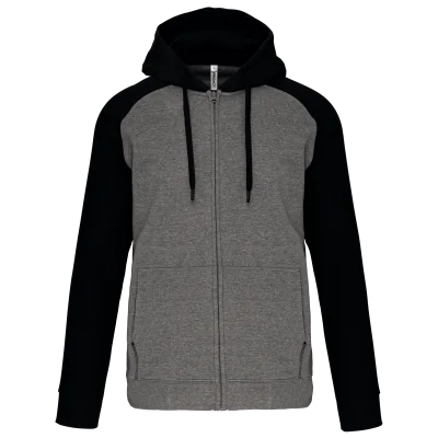 Veste molleton zippée capuche bicolore unisexe
