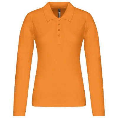 Polo piqué manches longues femme