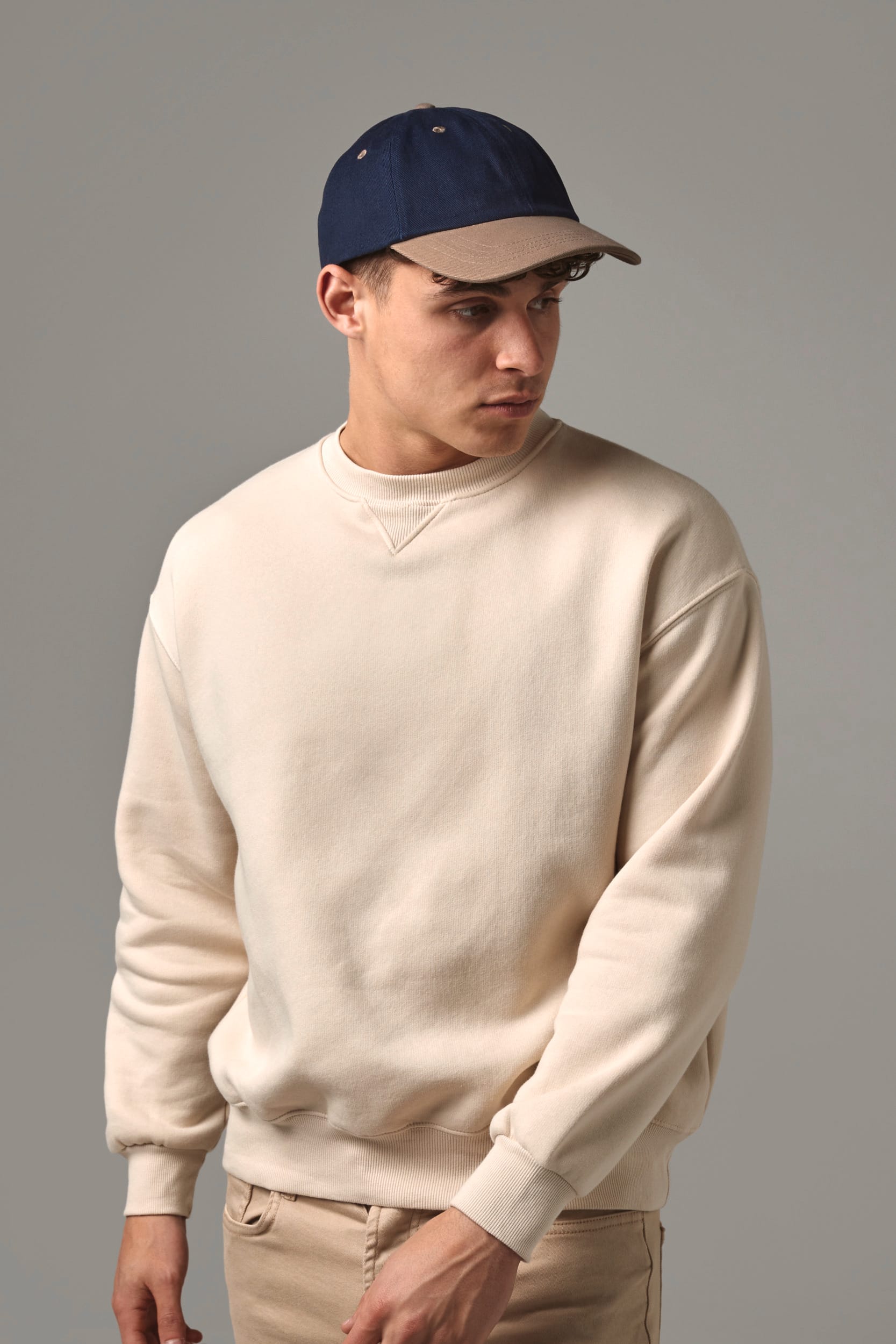 Casquette homme profil bas en coton brossé - 6 panneaux