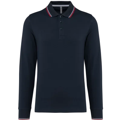 Polo maille piquée manches longues homme