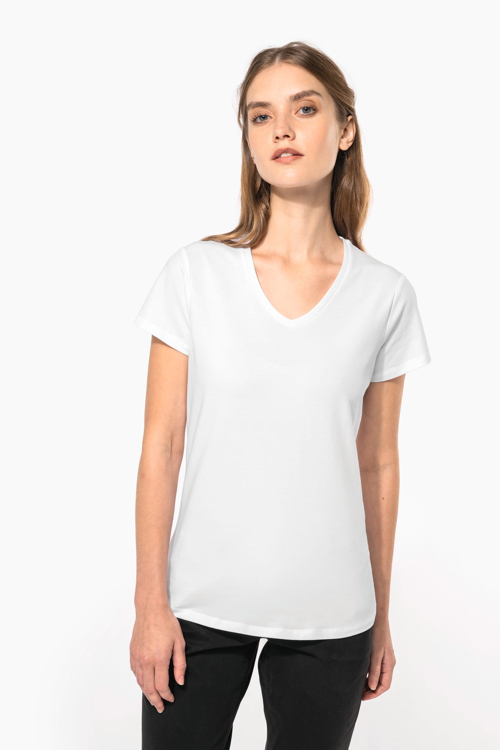 T-shirt col V manches courtes femme