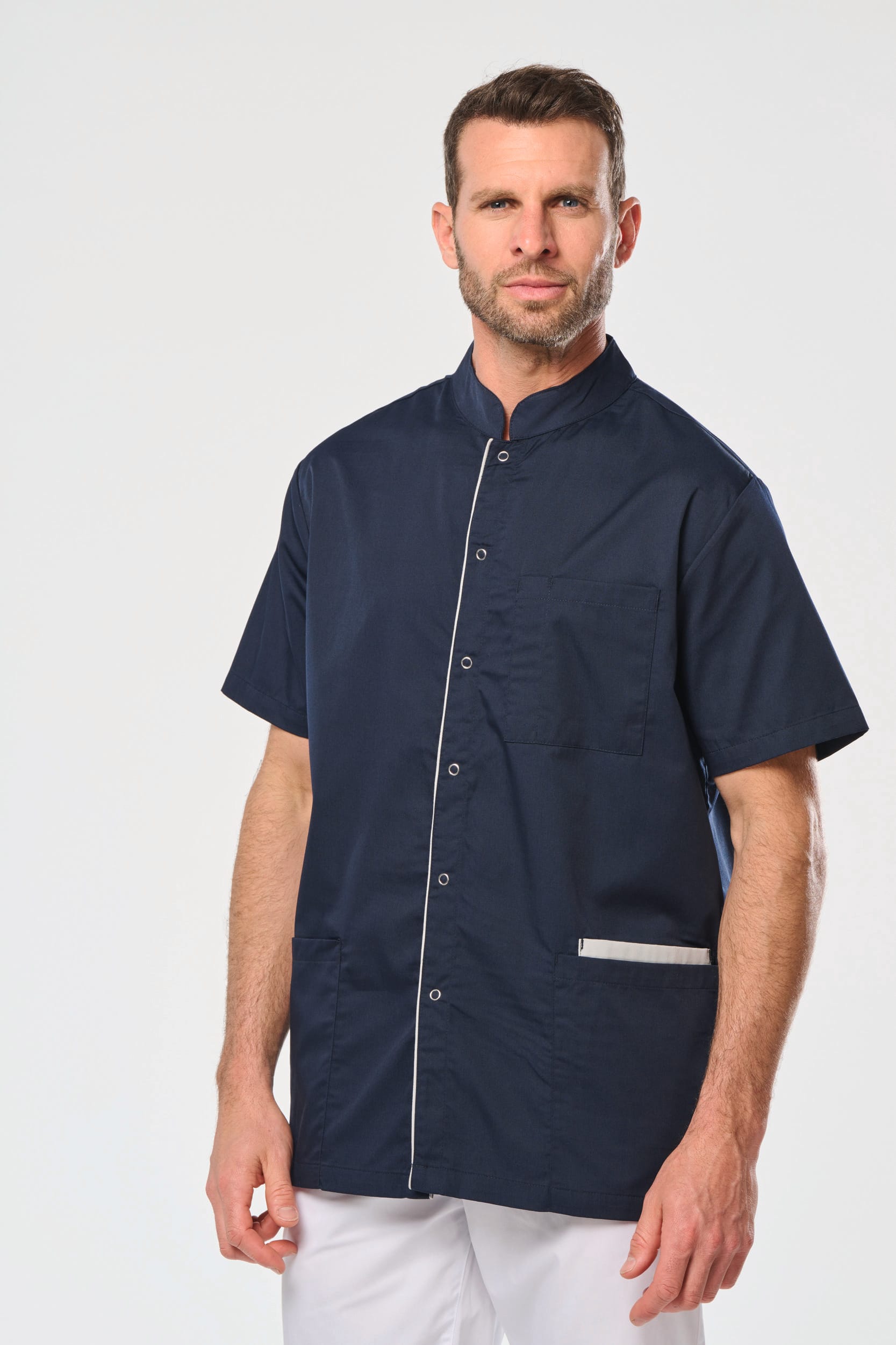 Blouse polycoton avec boutons-pression homme