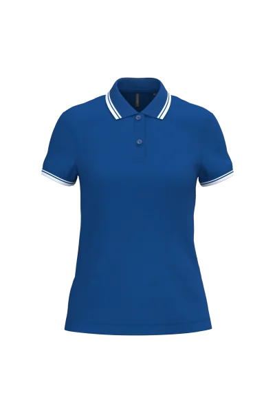 Polo femme manches courtes à liserés contrastés