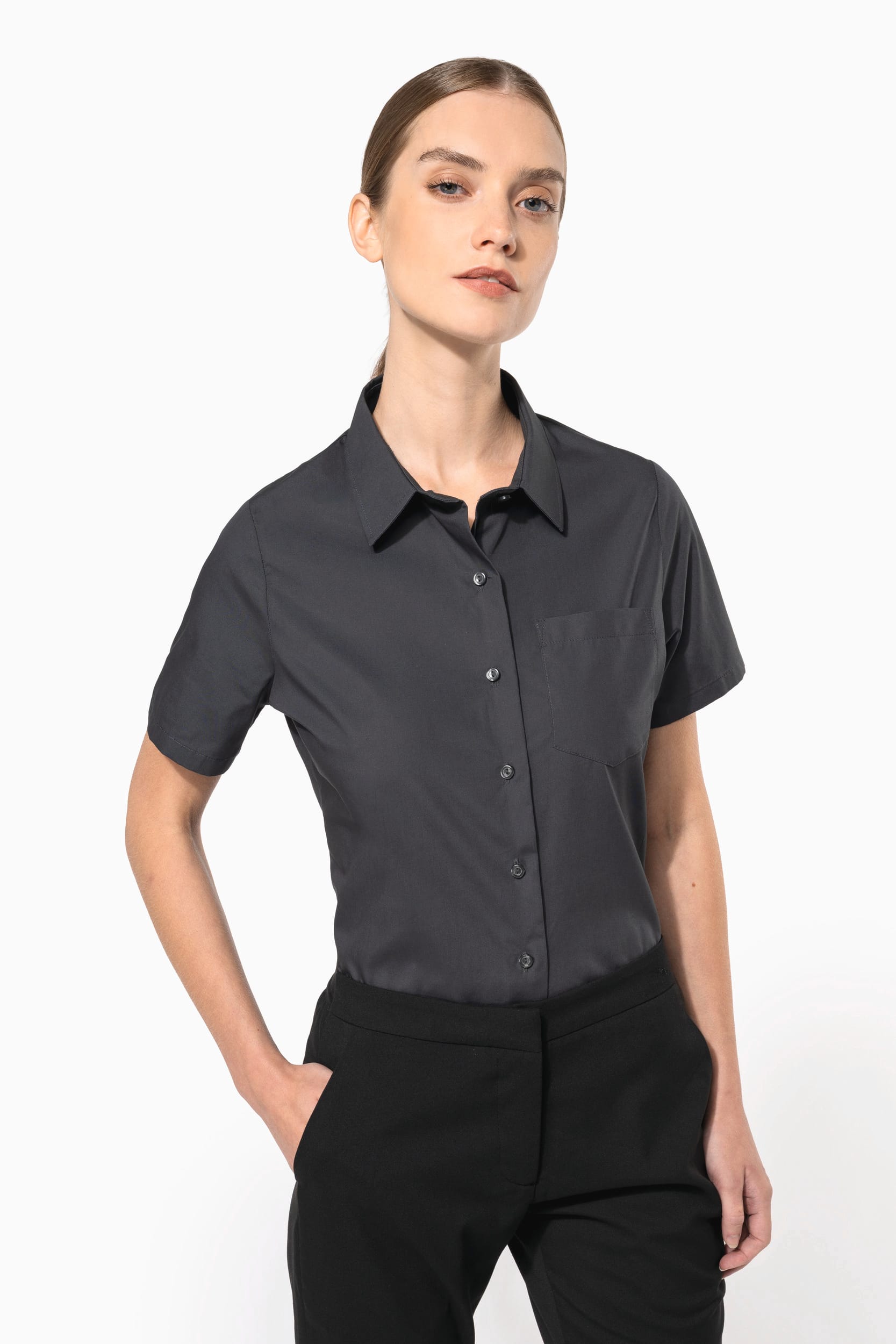 Chemise popeline manches courtes femme