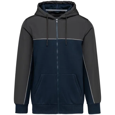 Veste molleton bicolore zippée à capuche écoresponsable unisexe