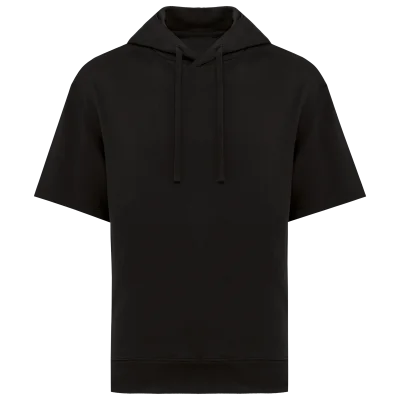 Sweat-shirt écoresponsable à capuche à épaules tombantes manches courtes French Terry unisexe