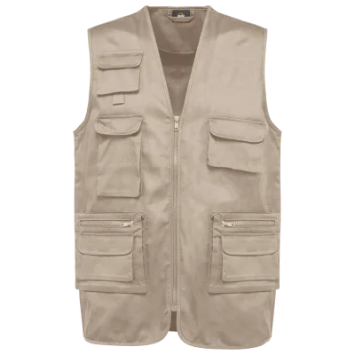 Gilet polycoton multipoches doublé unisexe