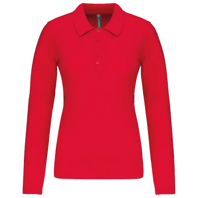 Polo piqué manches longues femme