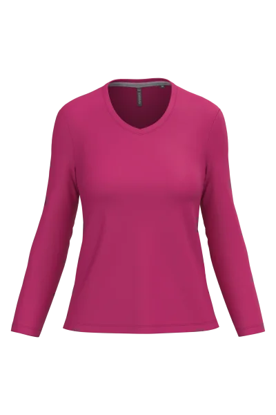 T-shirt col V manches longues femme