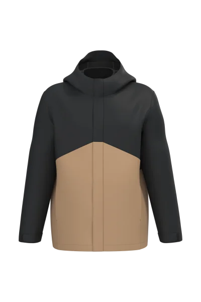 Parka 3-en-1 imperméable à capuche bicolore unisexe
