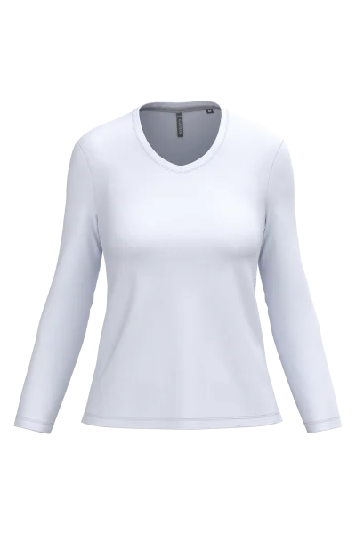 T-shirt col V manches longues femme