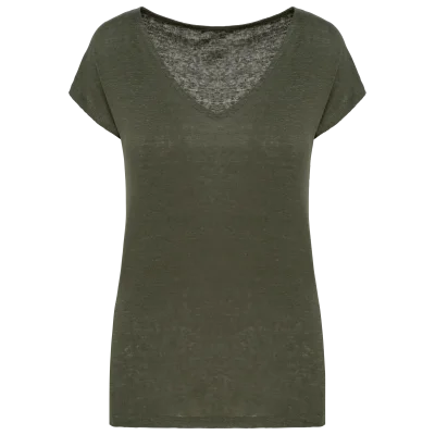 T-shirt col V en lin femme