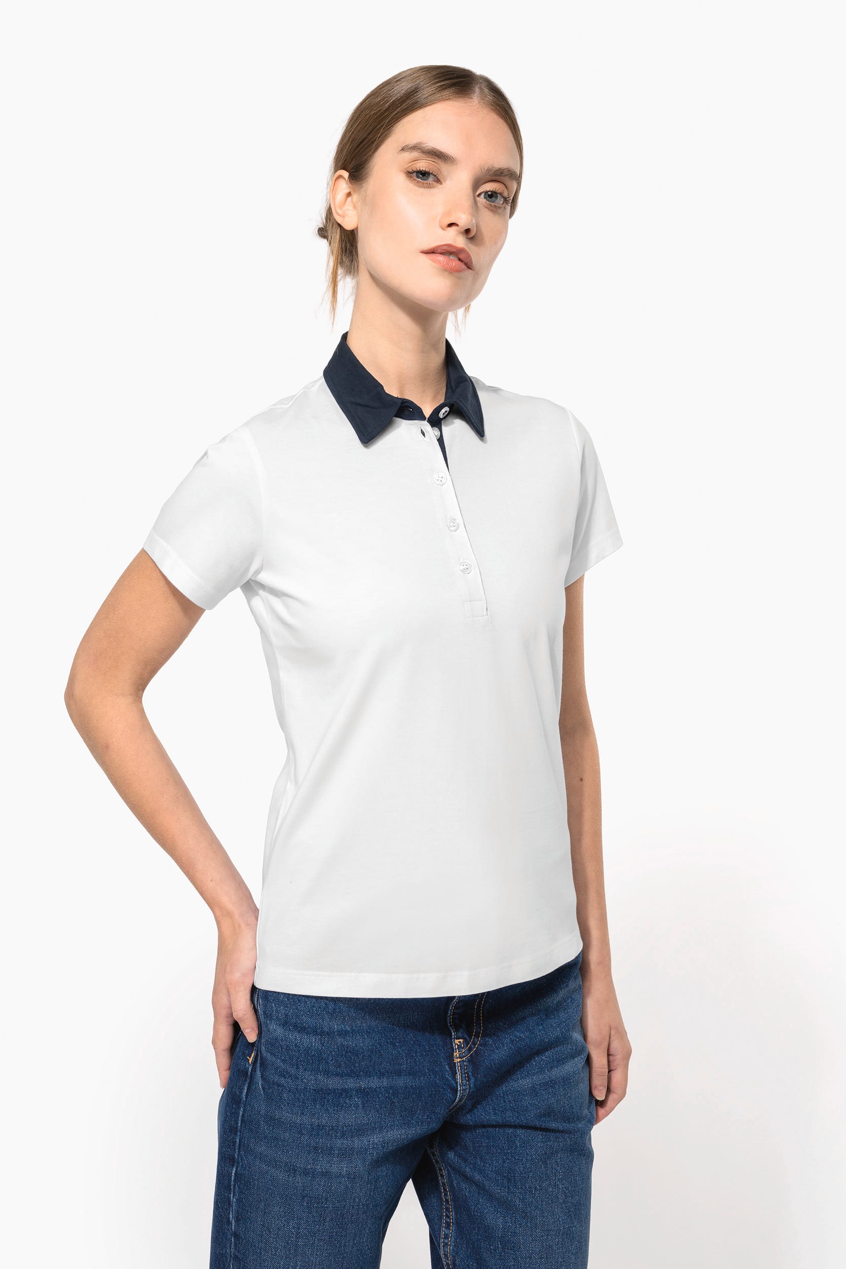 Polo jersey bicolore femme