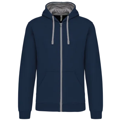 Sweat-shirt zippé capuche contrastée