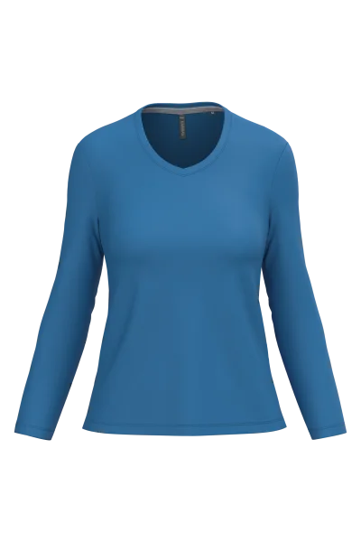 T-shirt col V manches longues femme