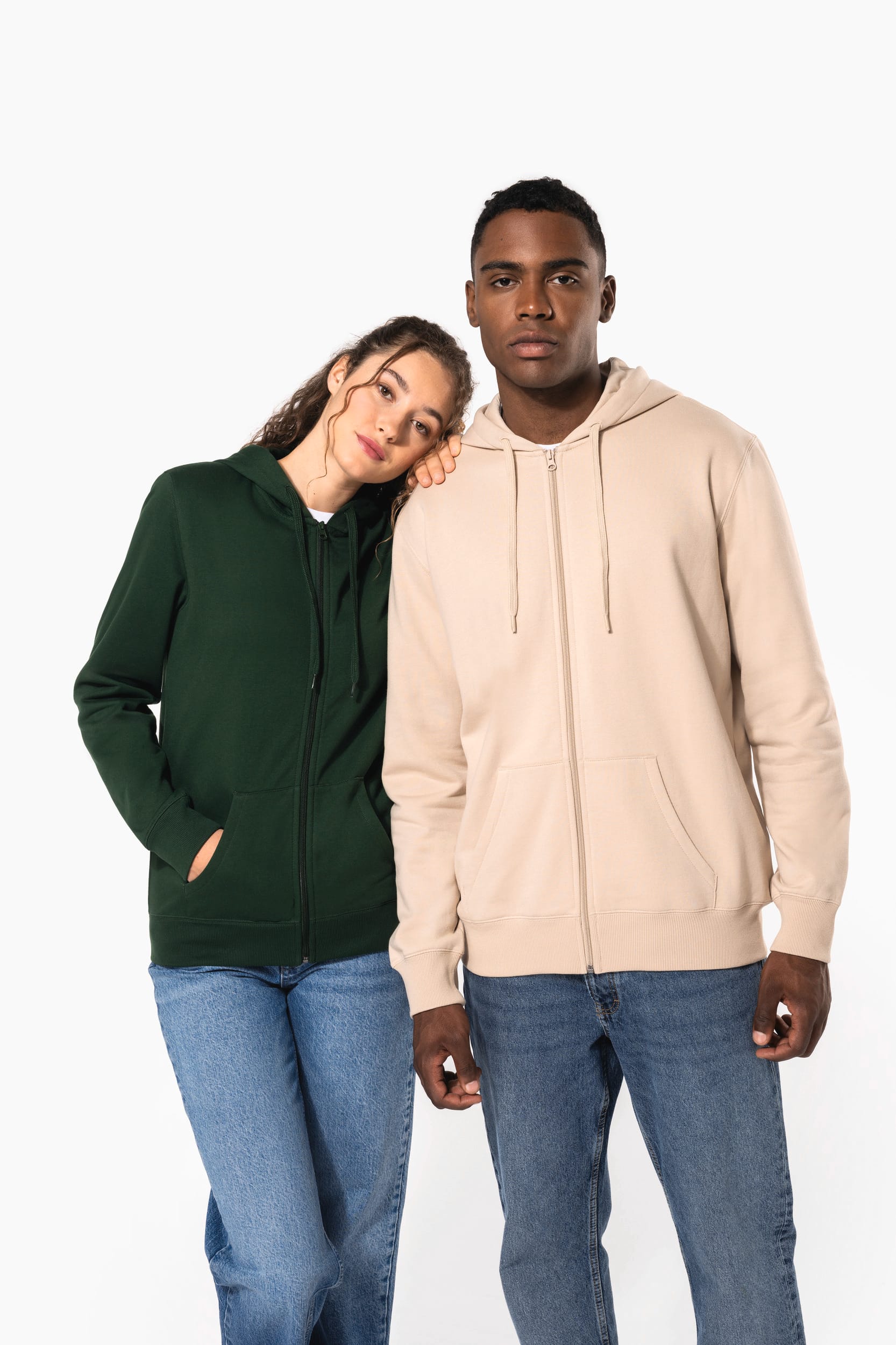 Sweat-shirt recyclé zippé à capuche unisexe