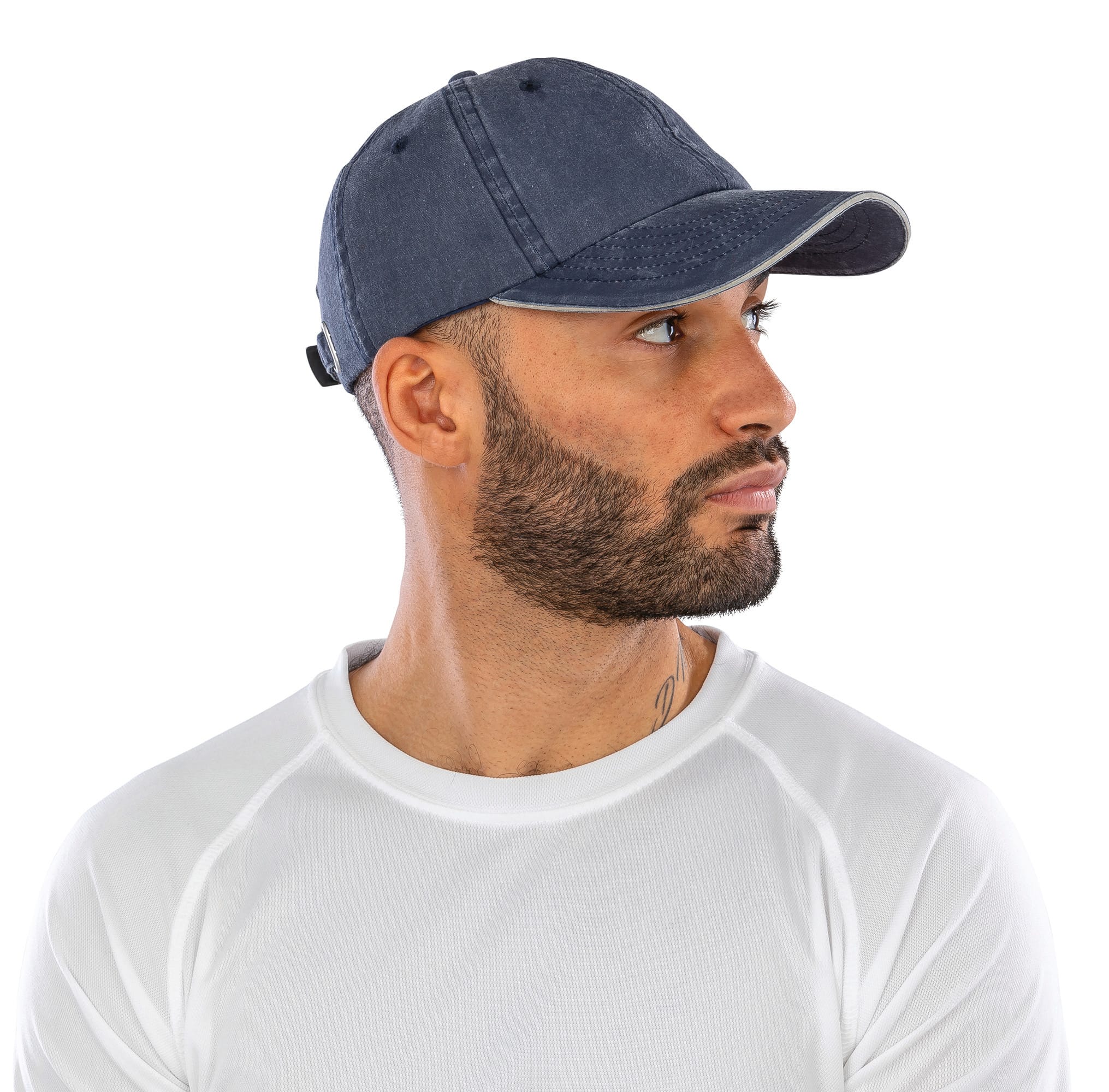 Casquette coton fine ligne lavé avec visière sandwich