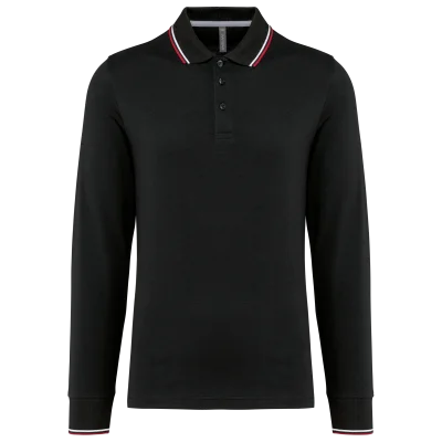 Polo maille piquée manches longues homme