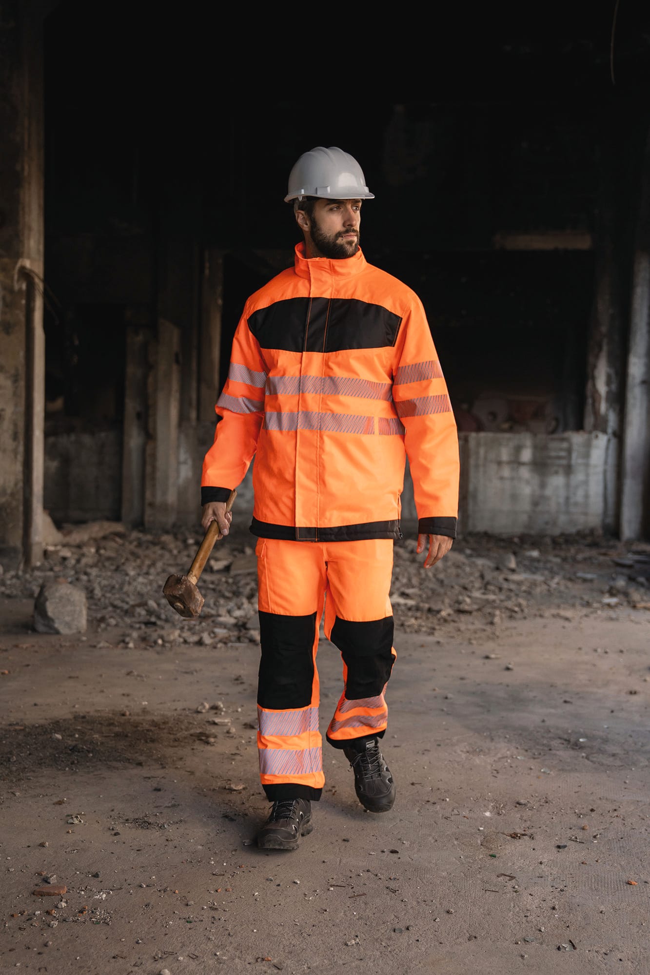 Hi-Vis Parka avec poche poitrine noire
