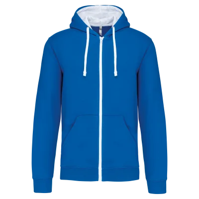 Sweat-shirt zippé capuche contrastée