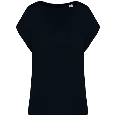 T-shirt écoresponsable loose à col V femme