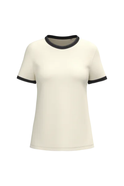 T-shirt ringer écoresponsable à bords contrastés effet délavé femme