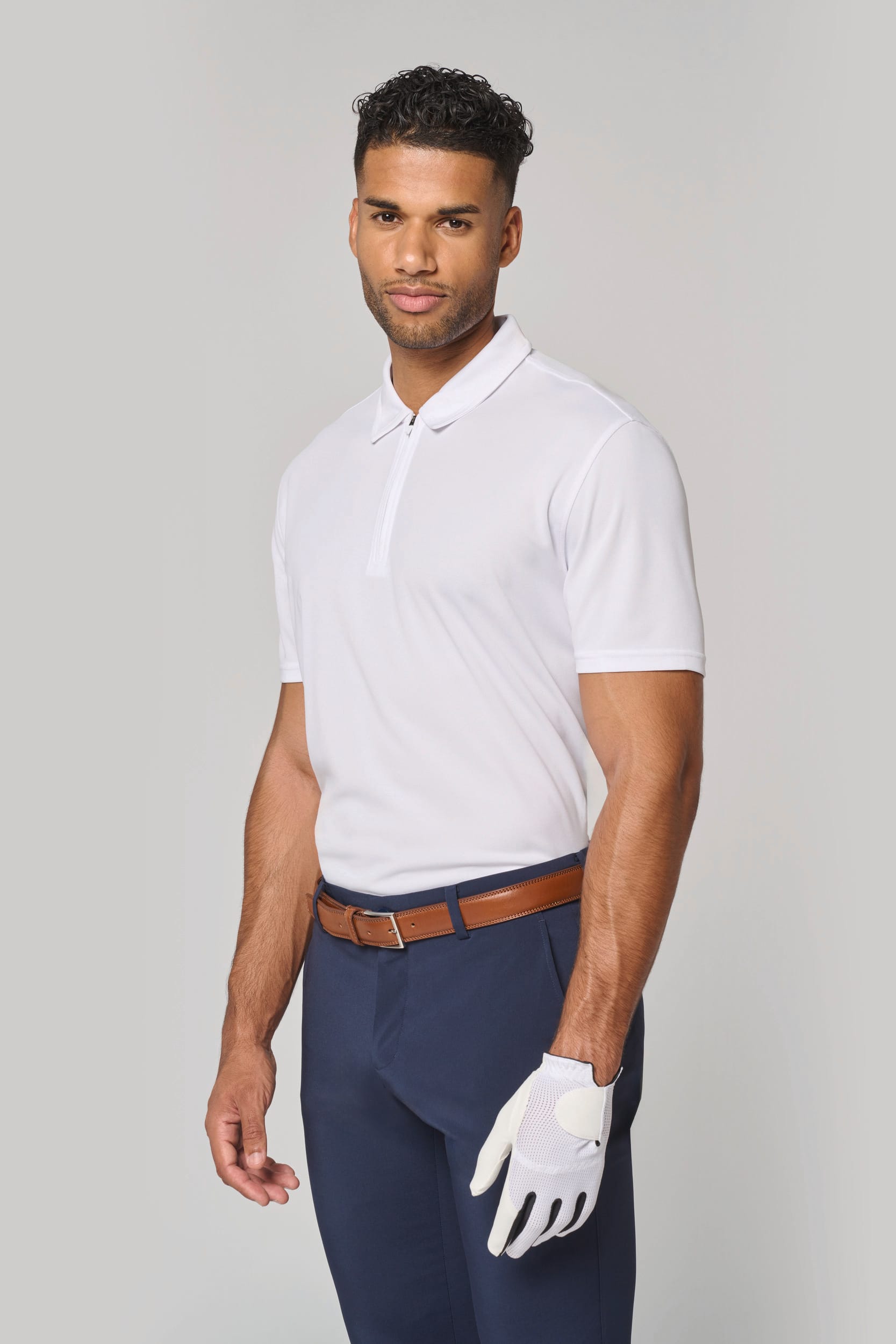 Polo de sport col 1/4 zip homme