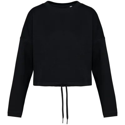 Sweat-shirt écoresponsable à col rond oversize crop femme