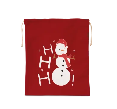 Sac coton à cordon motif bonhomme de neige